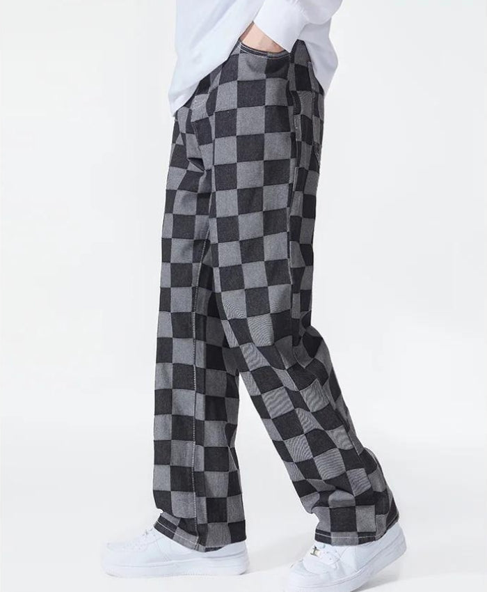 Y2K Checkered Black Pants