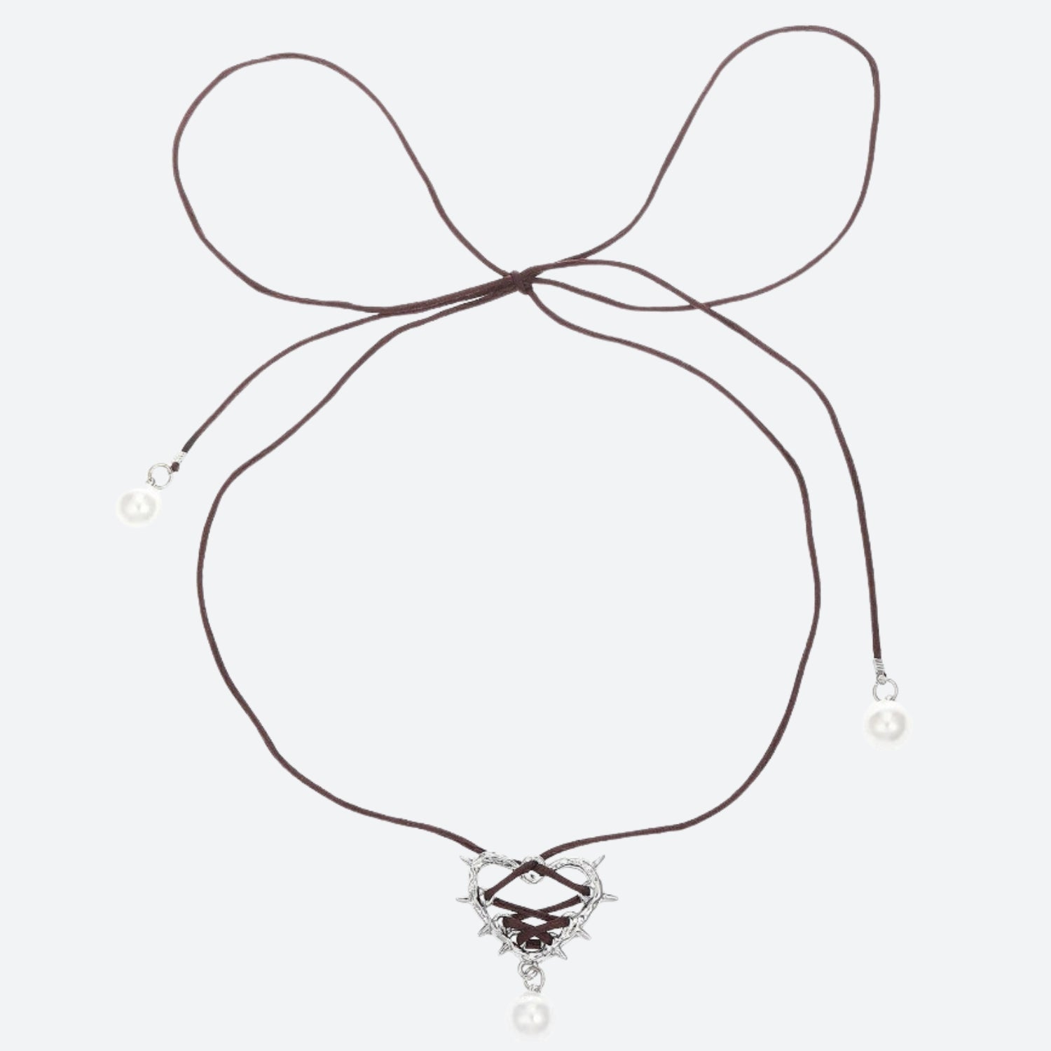 Y2K Coquette Barbed Heart Bow Tie Necklace