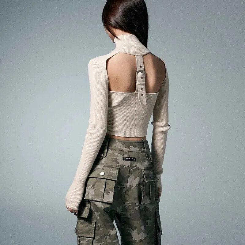 トップス 00s midas back cross velor cardigan y2k Y2K Cropped Cardigan - Litlookz Studio