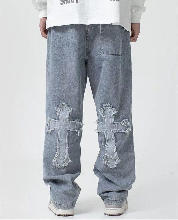 Y2K Cross Baggy Jeans - Litlookz Studio