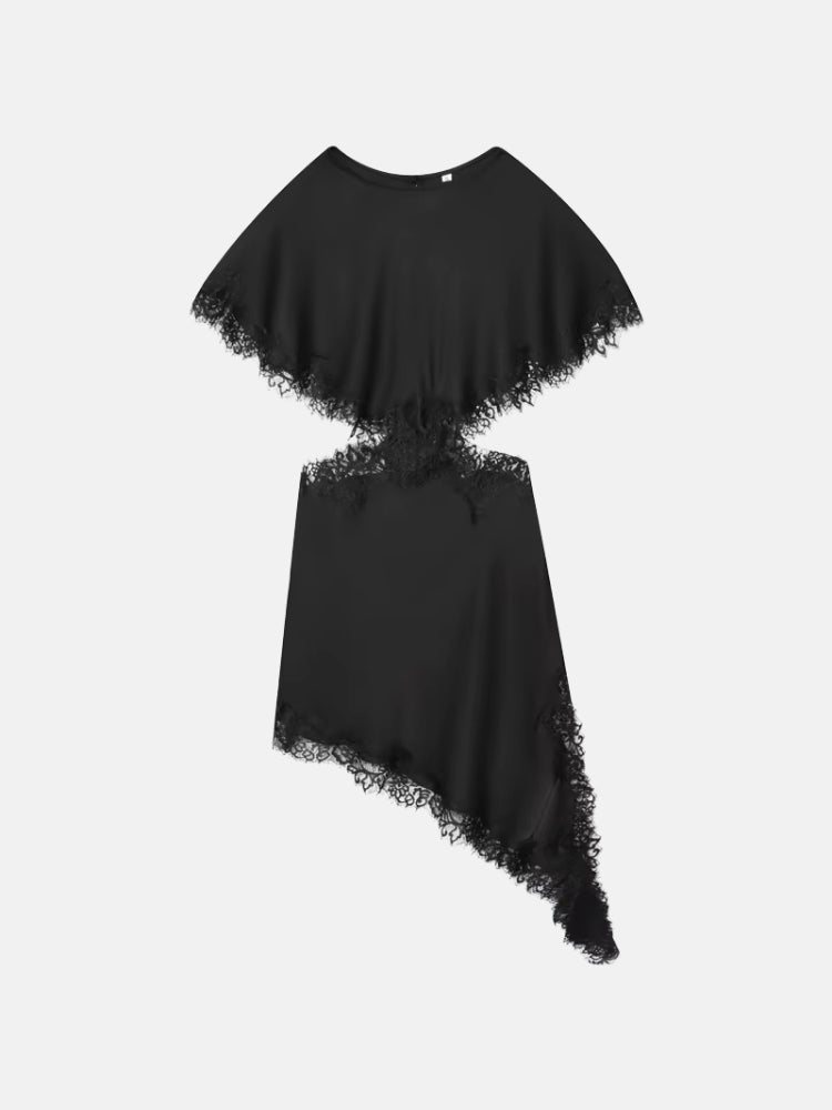 y2k cut out dress Y2K Cut Out Lace Trim Midi Dress