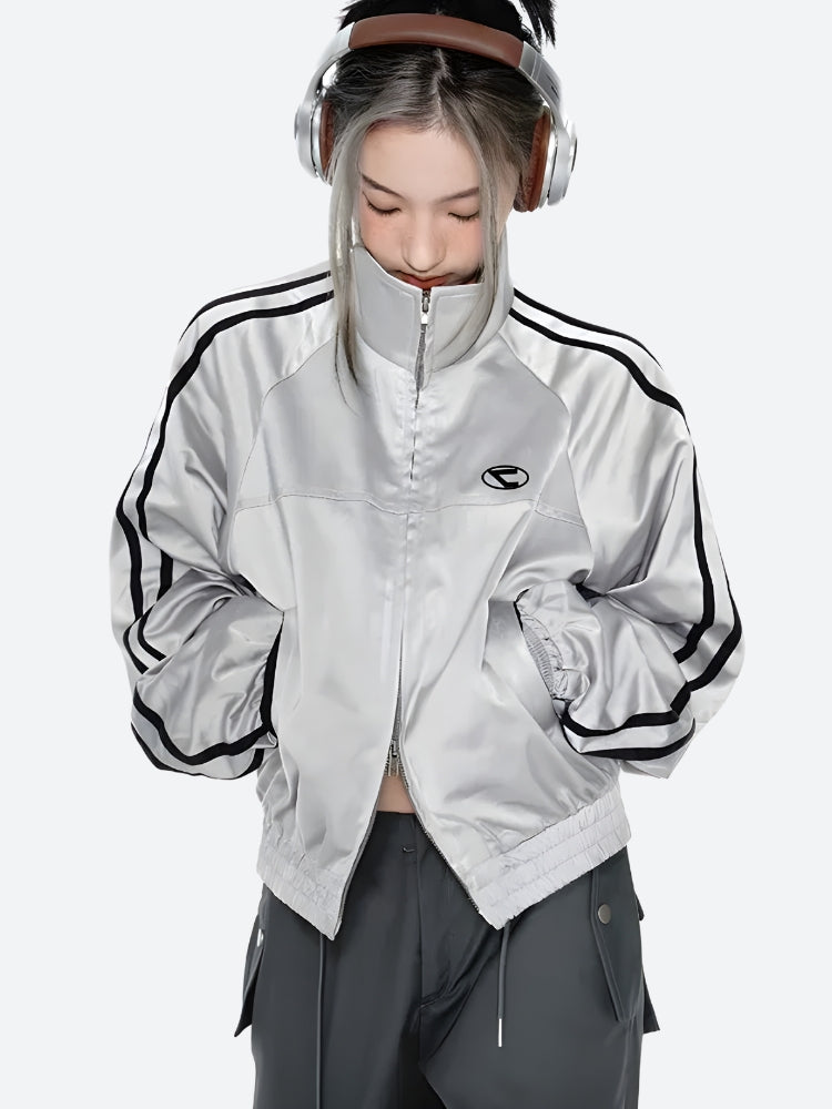 【希少】FOTUS double zip cyber track jacket Y2K Cyber Double Zip-Up Jacket - Litlookz Studio