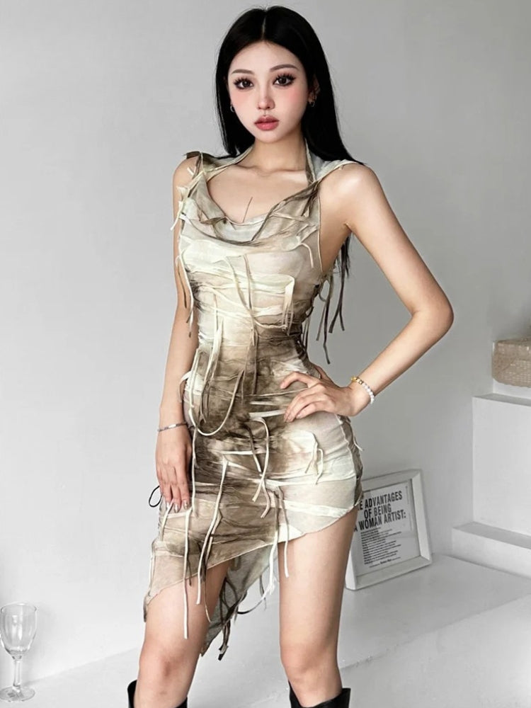 Y2K Cyber Hooded Mini Dress