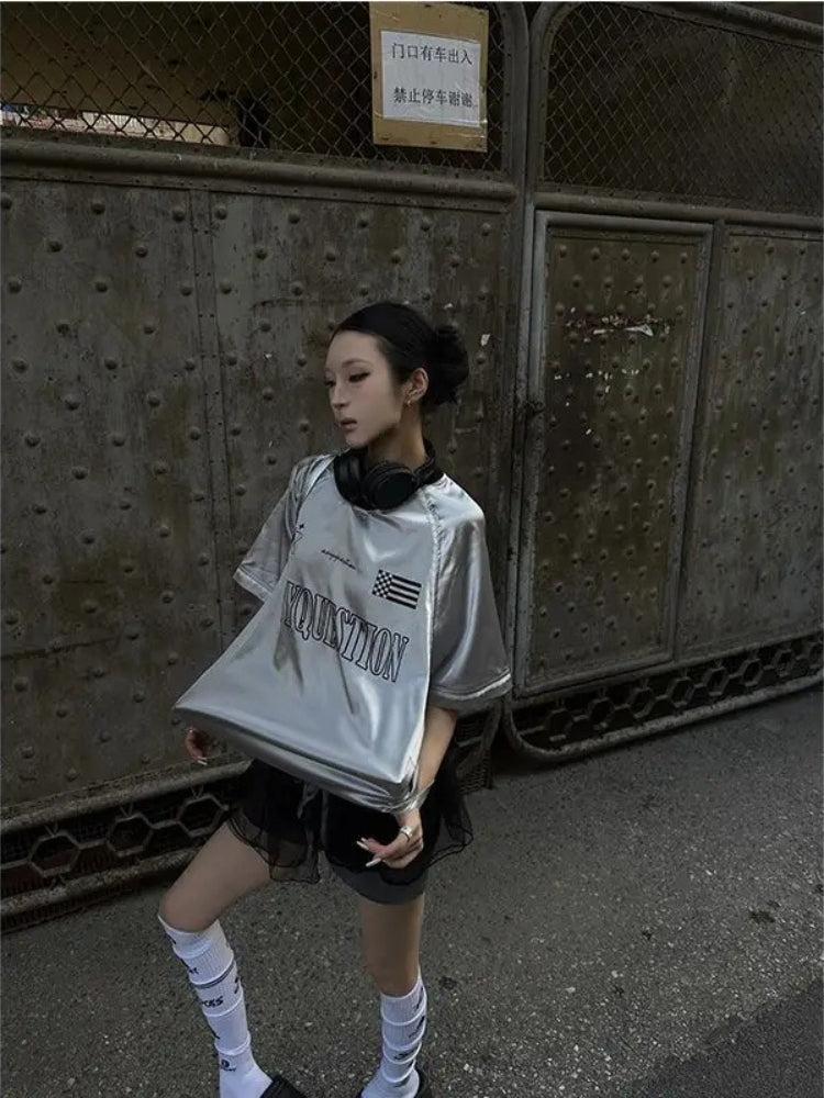 Y2K Cyber Oversized Tee - Litlookz Studio