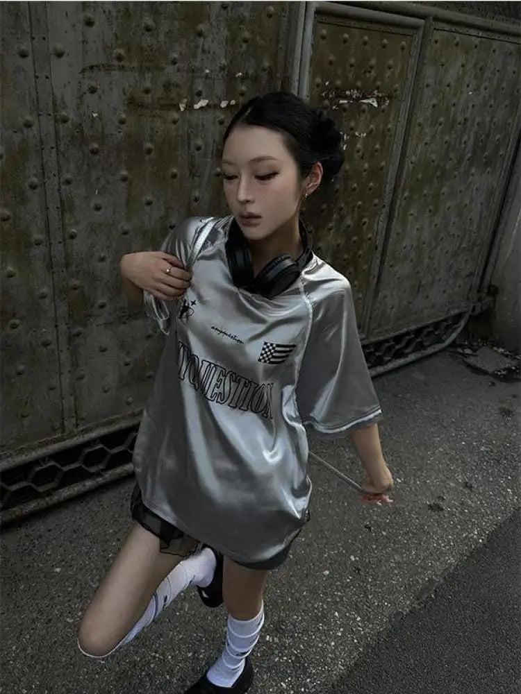 Y2K Cyber Oversized Tee - Litlookz Studio