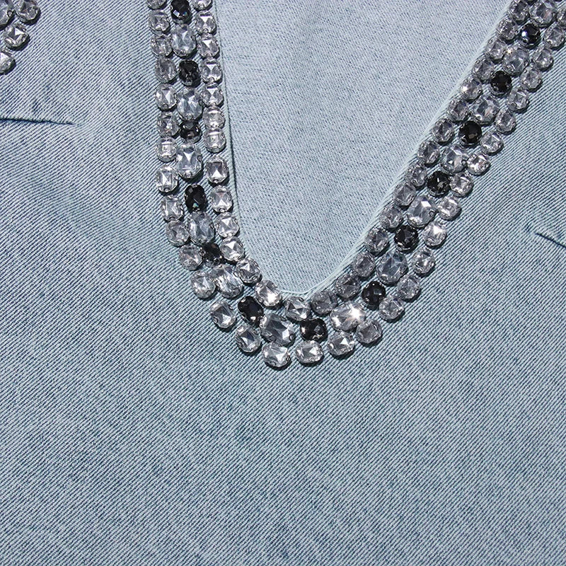 Y2K Deep V Denim Mini Dress