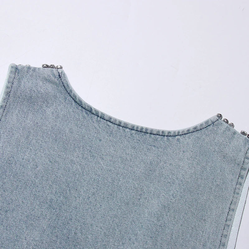 Y2K Deep V Denim Mini Dress - Litlookz Studio Y2K Deep V Denim Mini Dress - Litlookz Studio