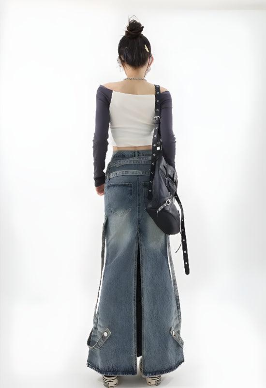 Y2K Denim Maxi Skirt