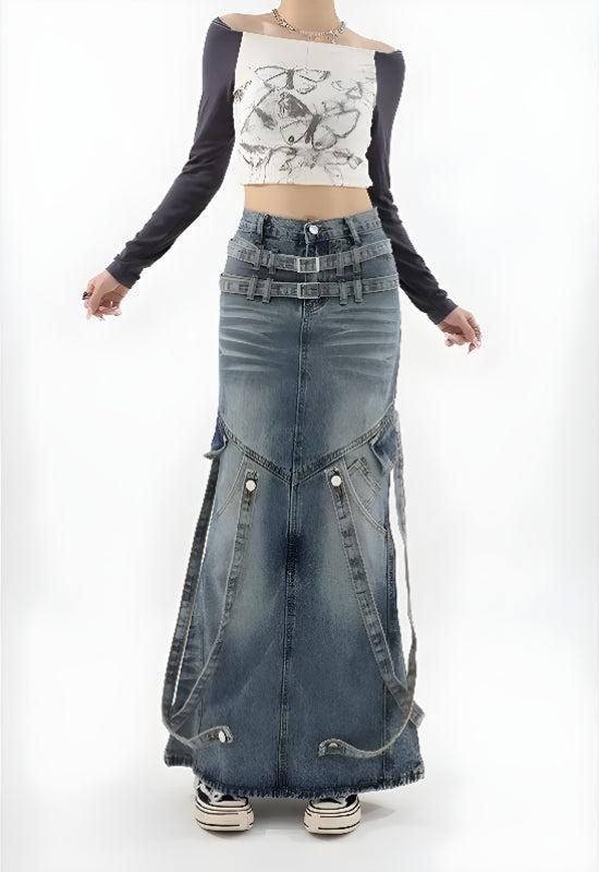 Y2K Denim Maxi Skirt - Litlookz Studio