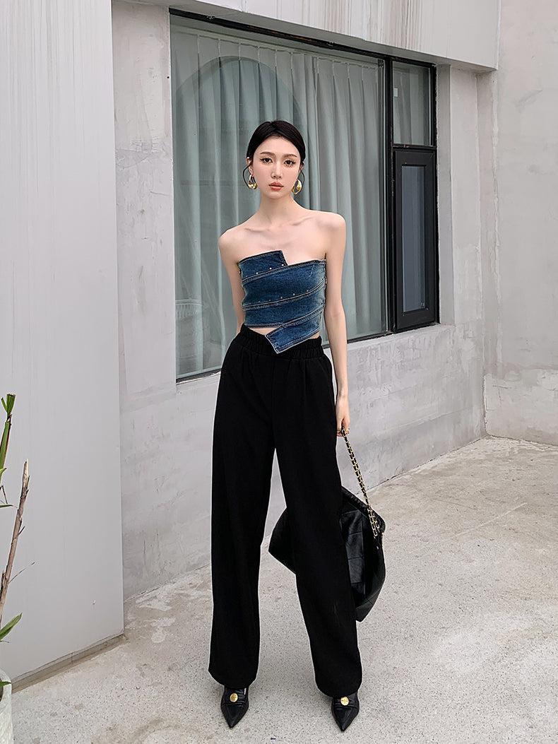 Y2K Denim Tube Top