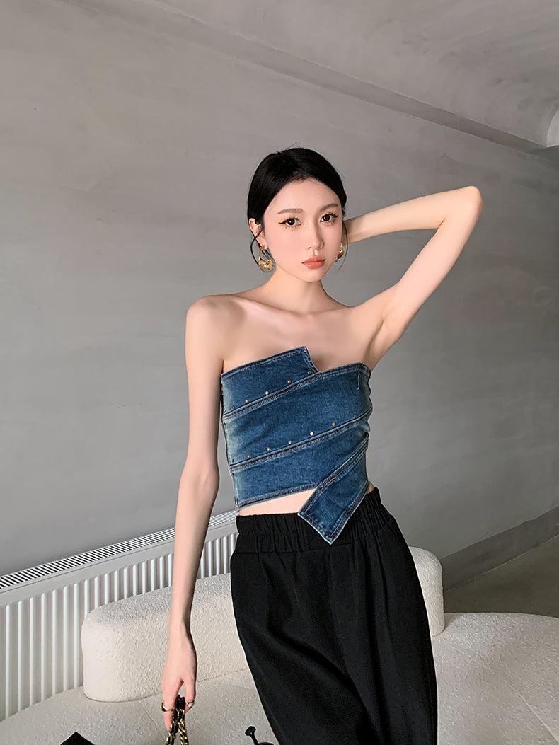 Y2K Denim Tube Top