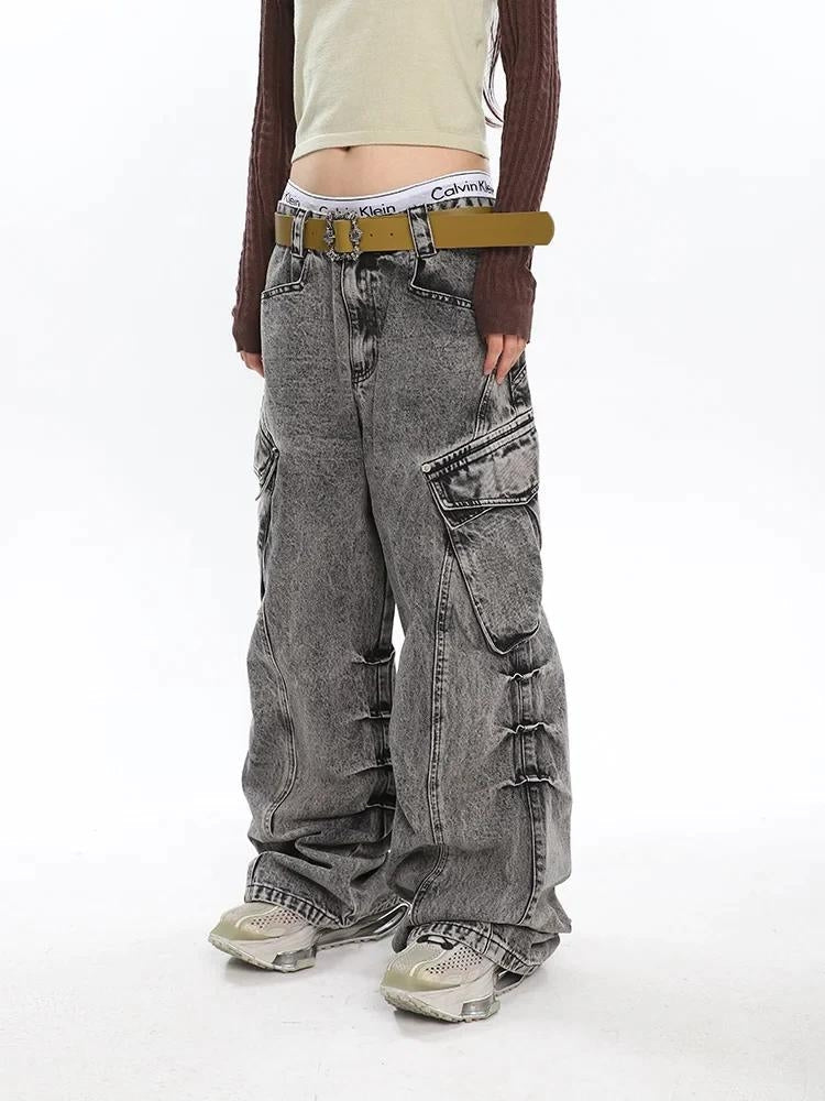 Y2K Distressed Big Pockets Cargo Jeans