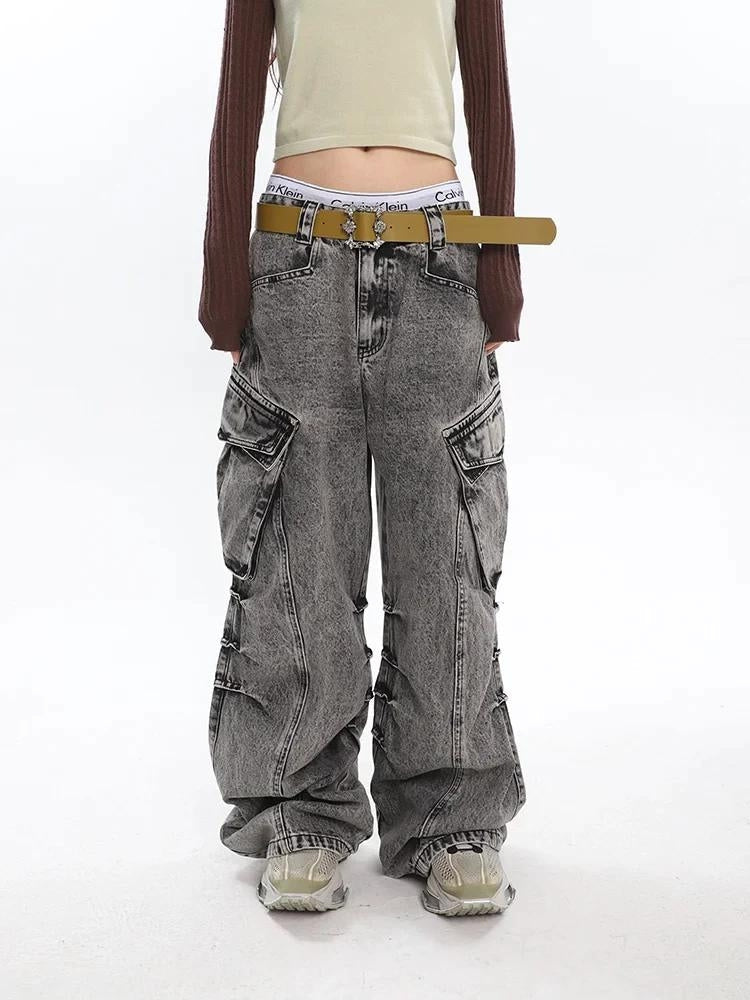 Y2K Distressed Big Pockets Cargo Jeans
