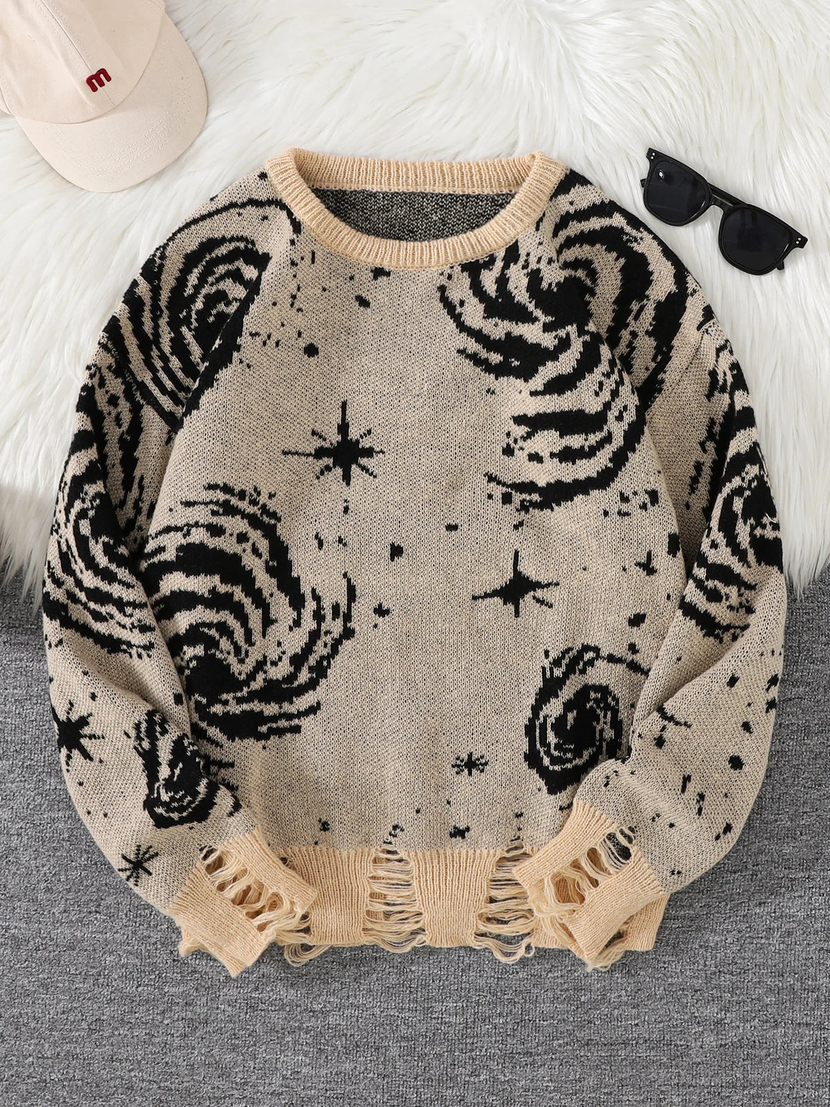 Y2K Distressed Pullover Sweater