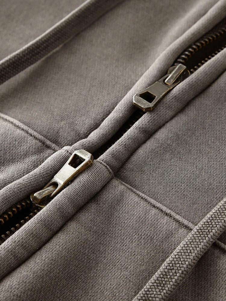 Y2K Double Zip-Up Cropped Hoodie