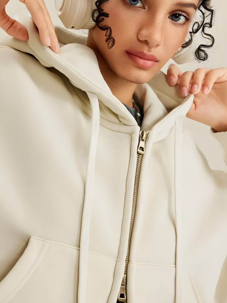 Y2K Double Zip-Up Cropped Hoodie