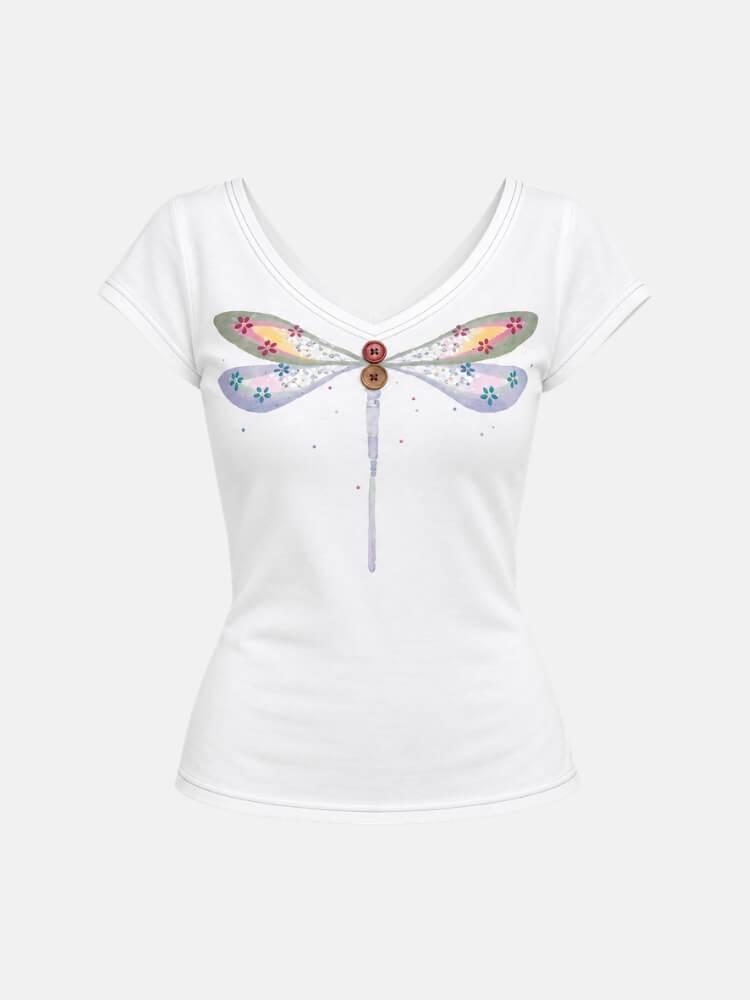 Y2K Dragonfly Baby Tee