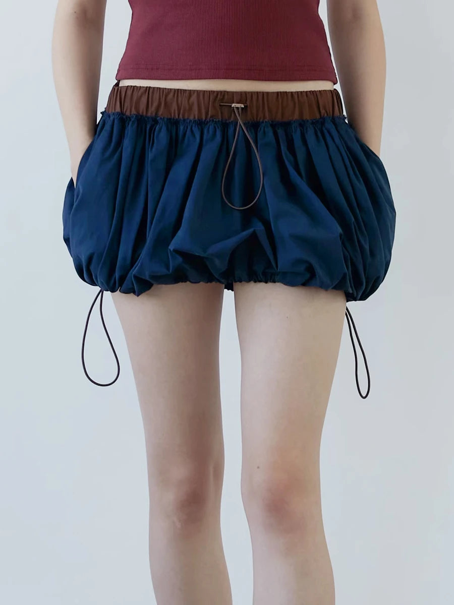 Y2K Drawstring Bubble Mini Skirt