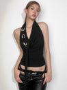 Y2K Eyelets Halter Neck Top