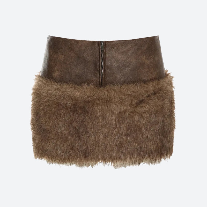 Y2K Faux Fur Mini Skirt