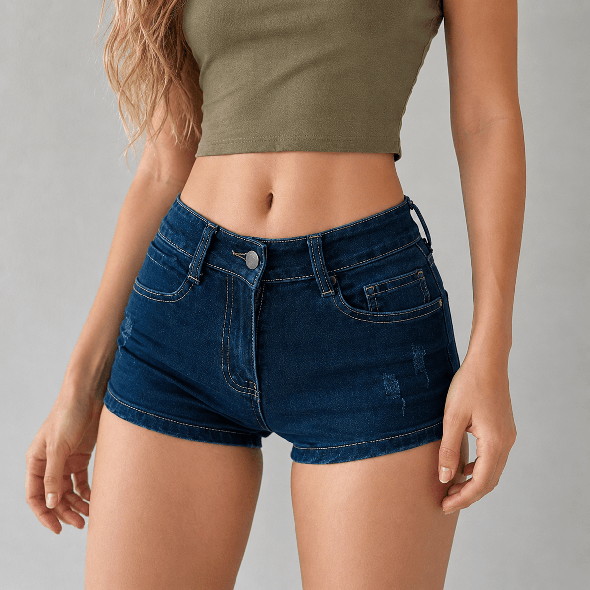 Y2K Fitted Denim Mini Shorts