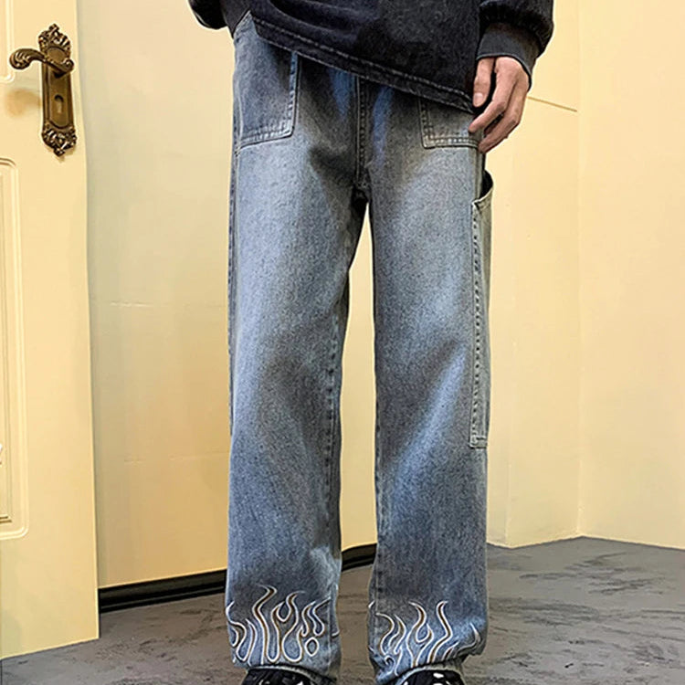 Y2K Flame Wide Leg Jeans - Litlookz Studio