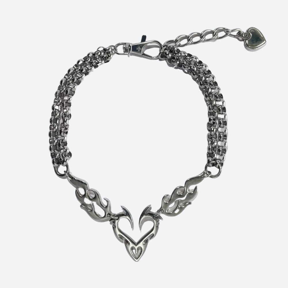Y2K Flaming Heart Necklace