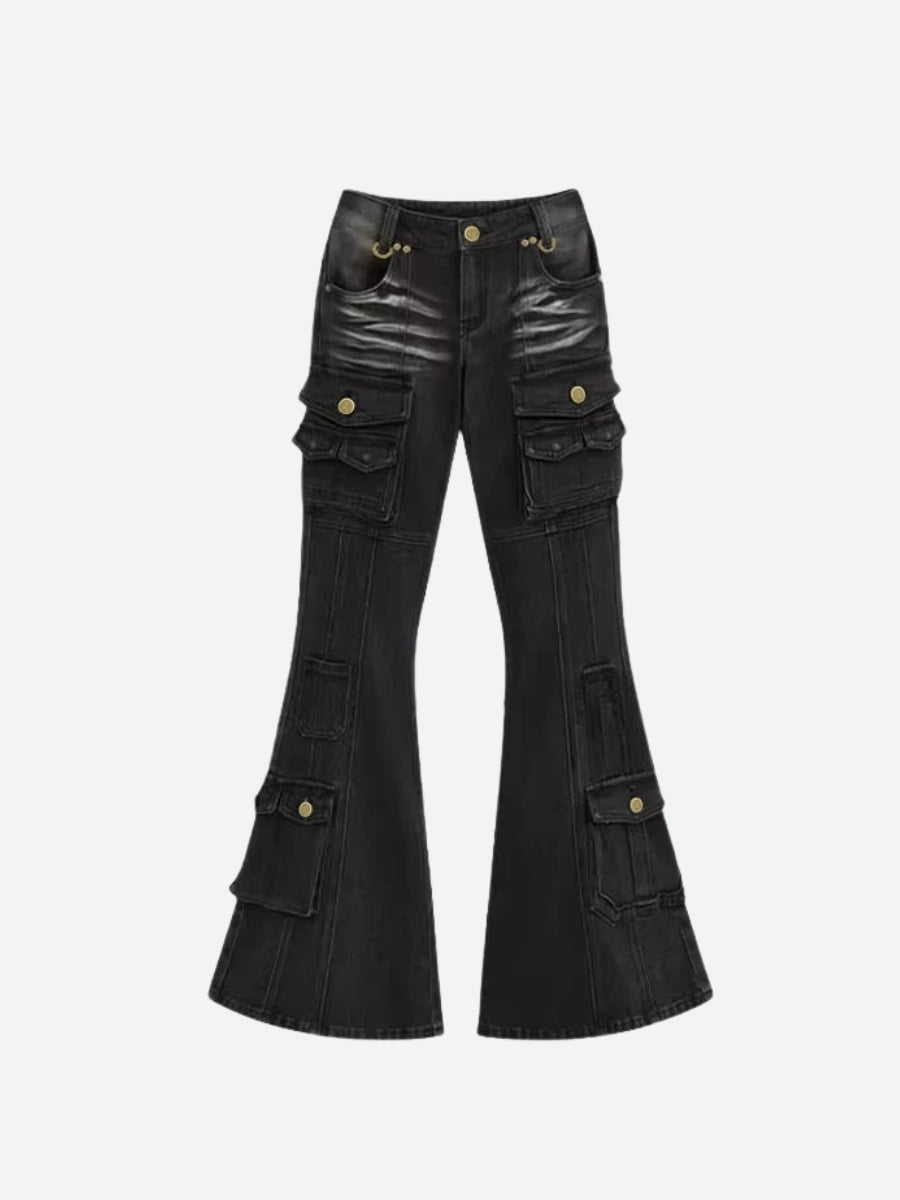 Y2K Flared Cargo Jeans - Litlookz Studio