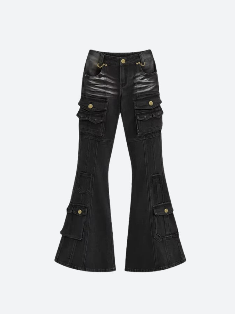 Y2K Cargo Zipper Jeans (S)