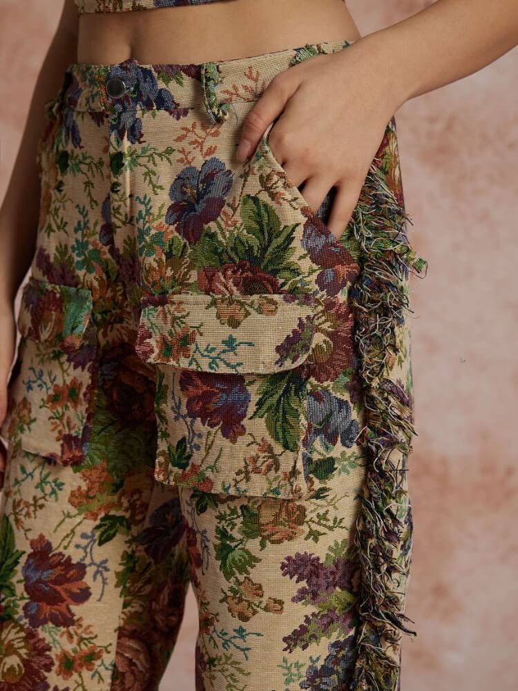 Y2K Floral Bustier & Pants Two Piece Set