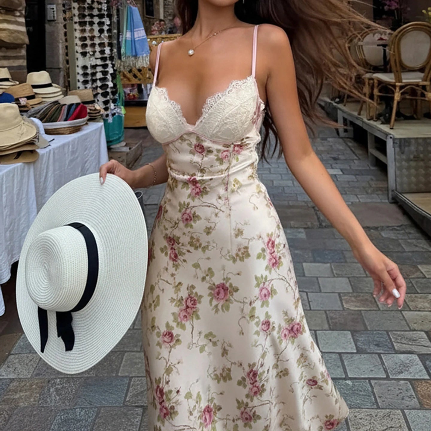 Y2K Floral Lace Bust Maxi Dress Y2K Floral Lace Bust Maxi Dress
