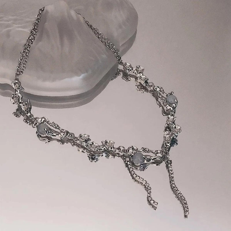 Y2K Flowers Beaded Chain Necklace - Litlookz Studio