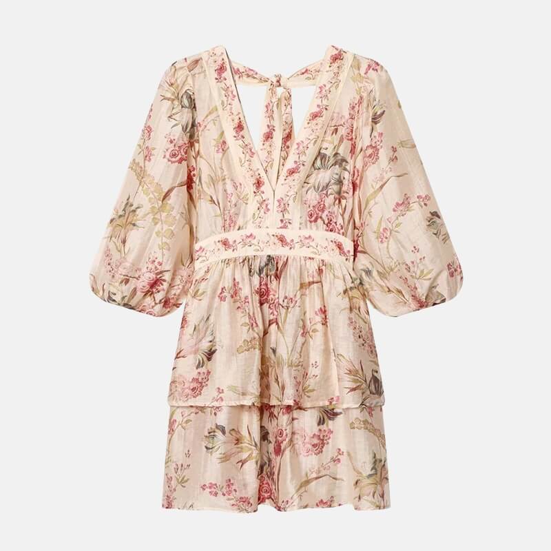 flowy tiered mini dress Women's Painted Desert Ivory Multi Print Cotton Tiered Mini Dress | Size: S