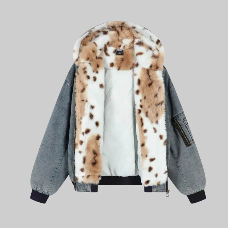 ジャケット・アウター BUFFALO BOBS denim fur military down Y2K Y2K Fur Lined Hooded Denim Jacket - Litlookz Studio