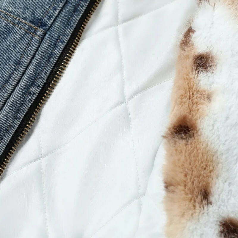 Y2K Fur Lined Hooded Denim Jacket - Litlookz Studio