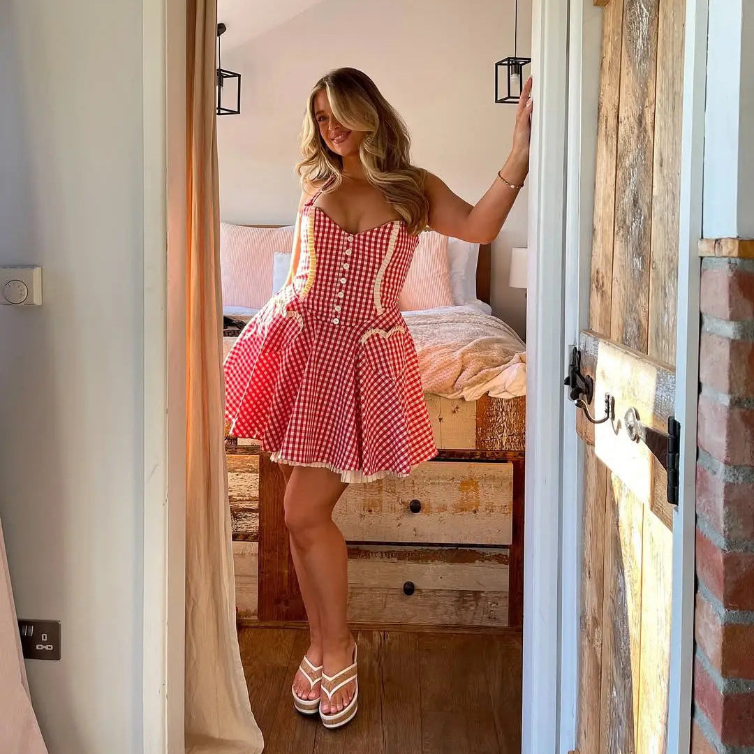 halter dress y2k Y2K Gingham Halter Mini Dress