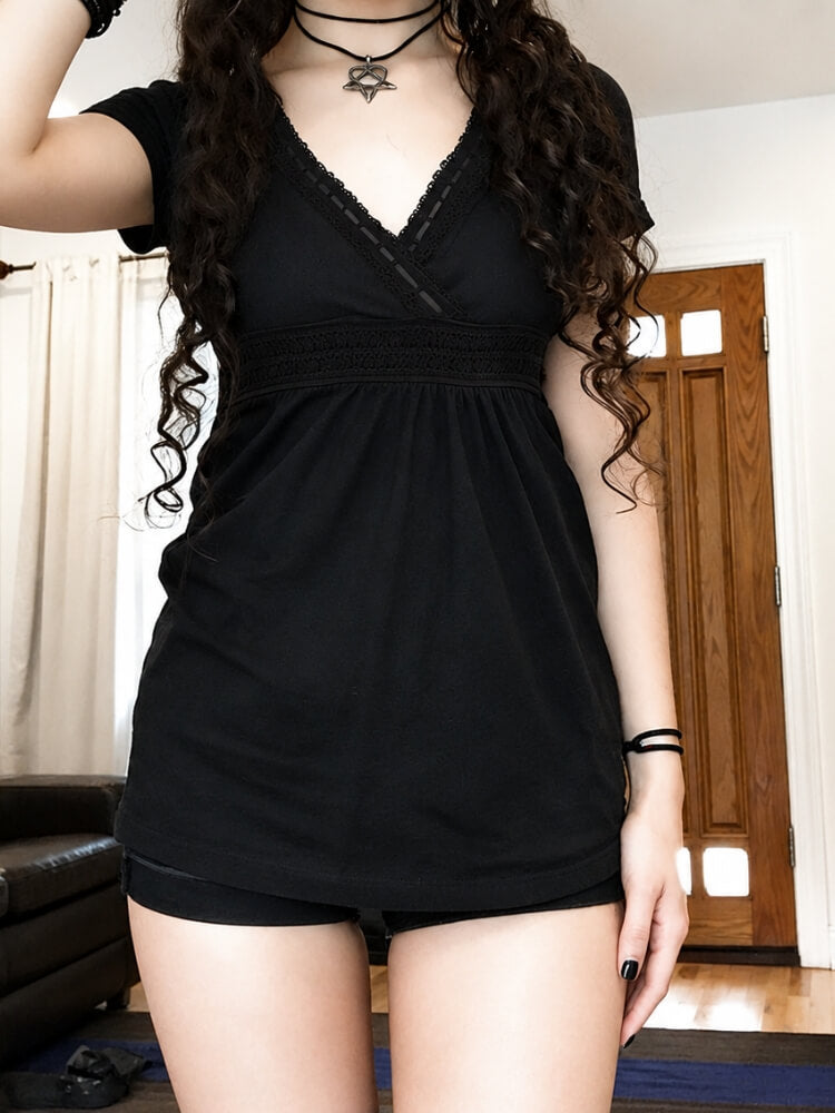 Y2K Goth Babydoll Top