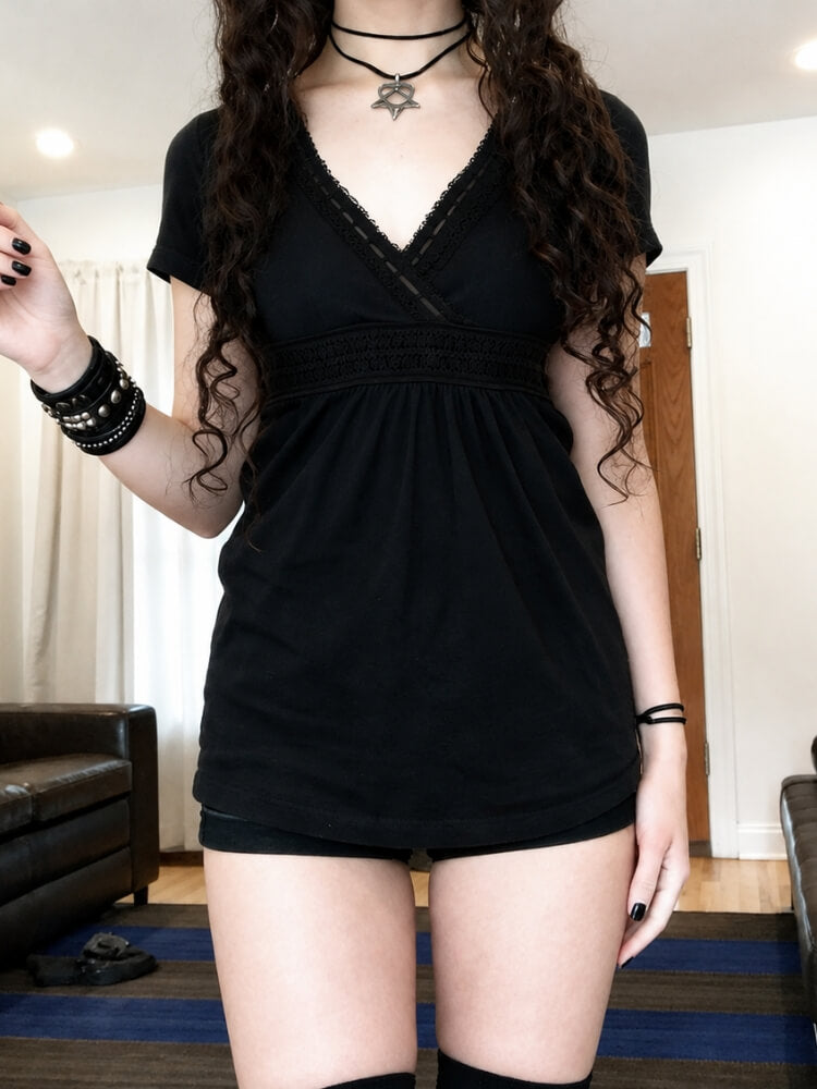 Y2K Goth Babydoll Top