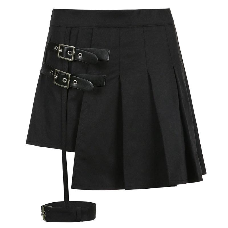 Y2K Goth Belt Mini Skirt