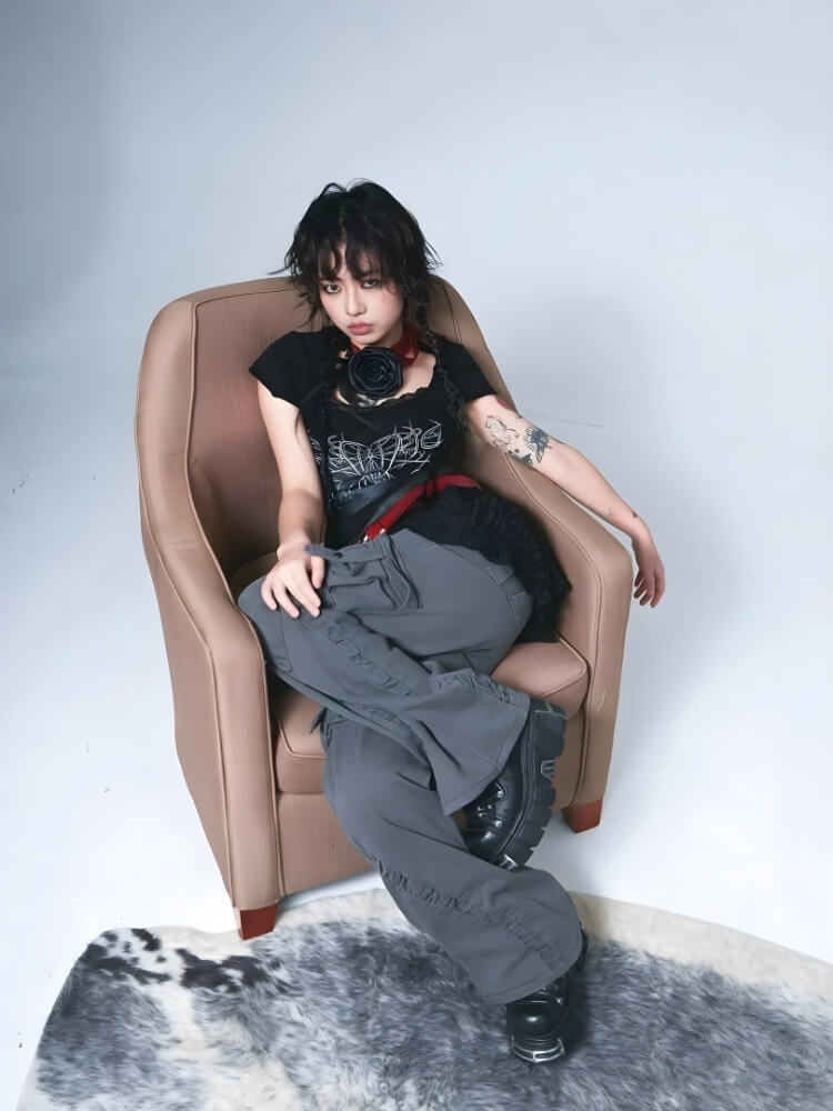 Y2K Goth Butterfly Print Tee