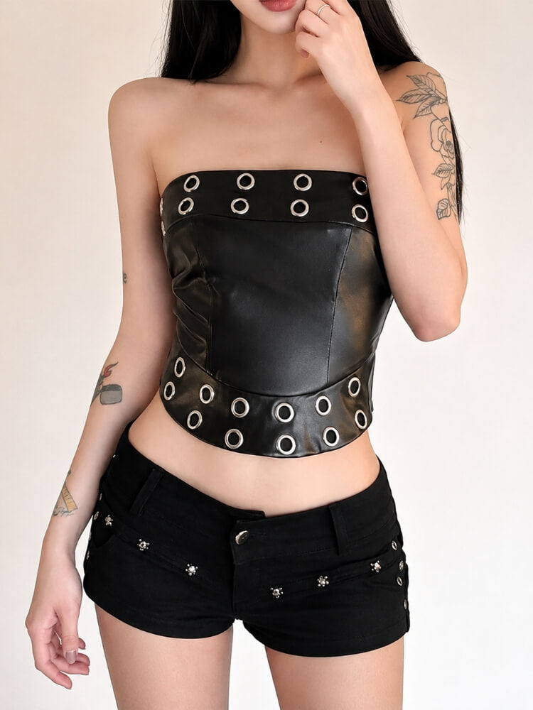 Y2K Goth Grommet Top
