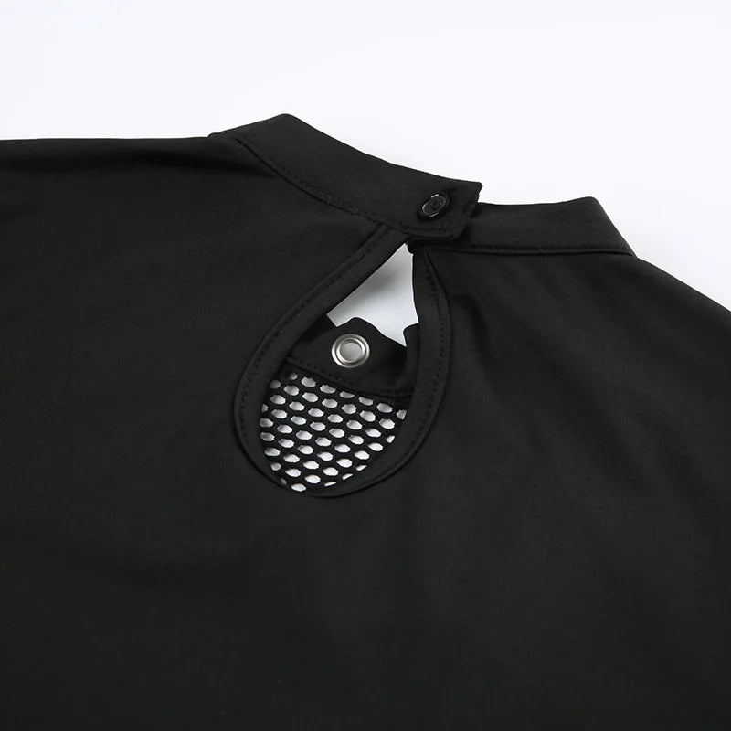 Y2K Goth High Neck Fishnet Top