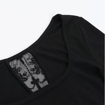 Y2K Goth Lace Cross Back Top