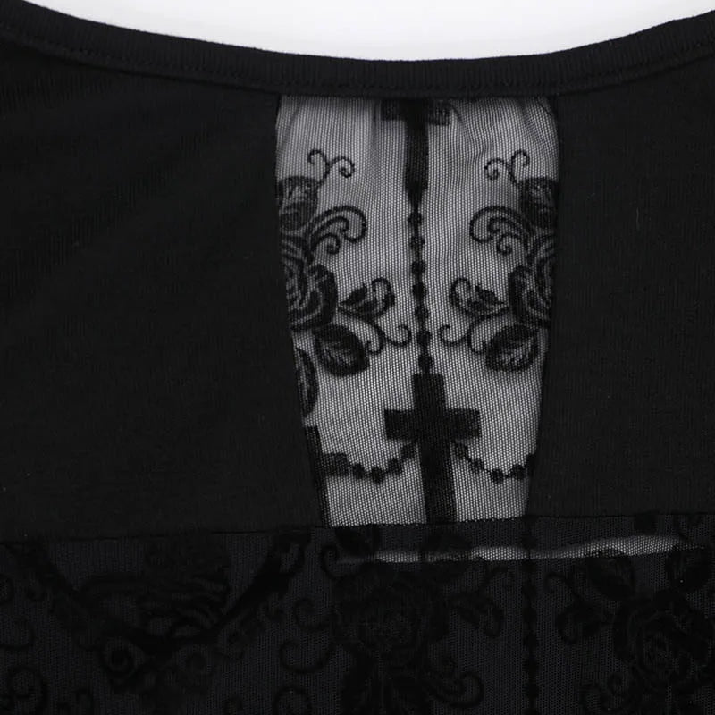 Y2K Goth Lace Cross Back Top - Litlookz Studio