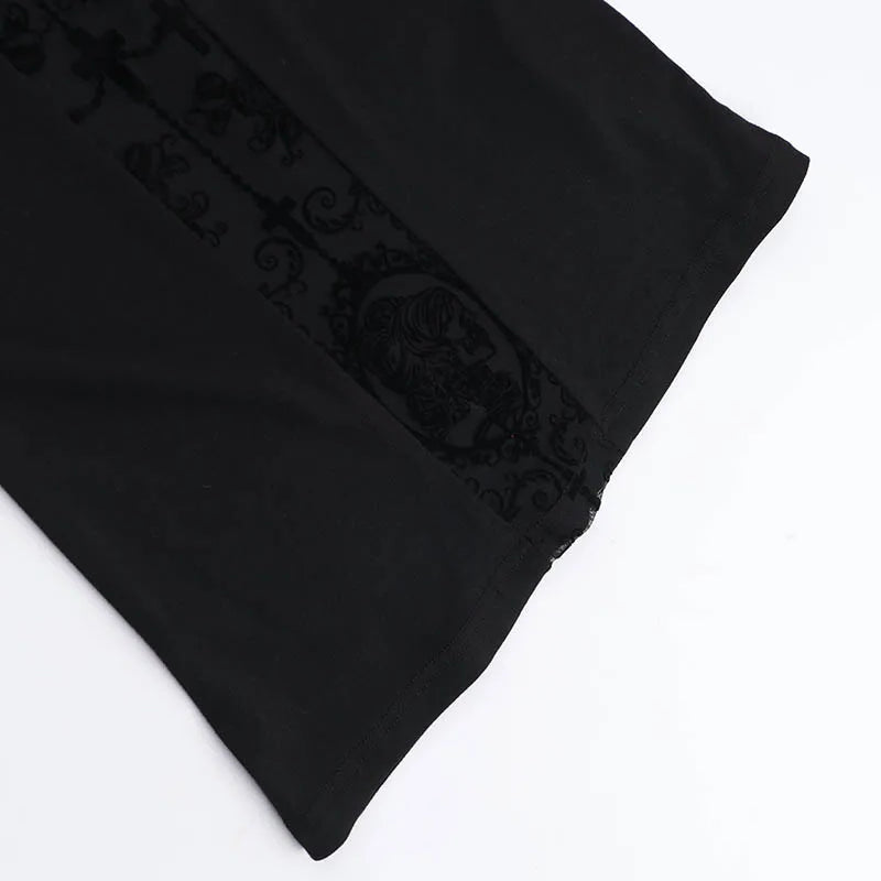 Y2K Goth Lace Cross Back Top