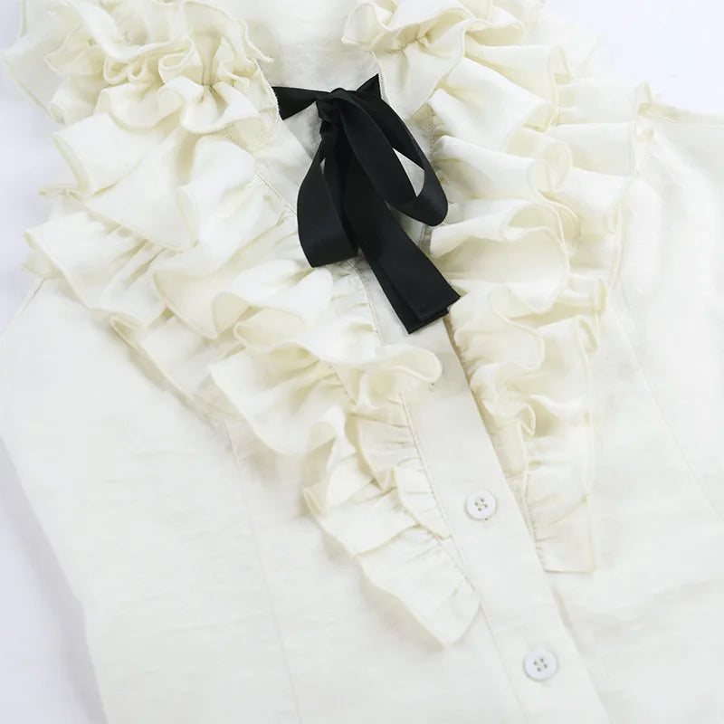 Y2K Goth Ruffle Shirt