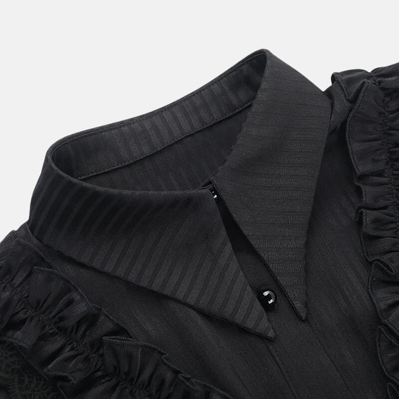 Y2K Goth Victorian Ruffle Shirt