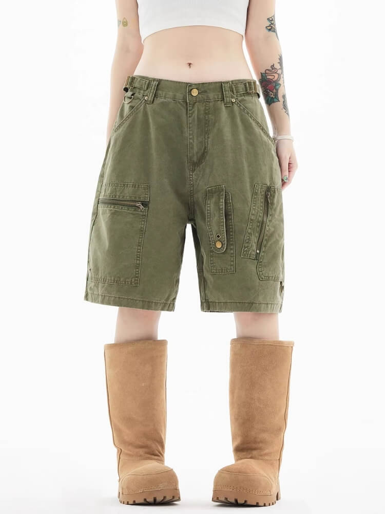 Y2K Green Cargo Shorts - Litlookz Studio