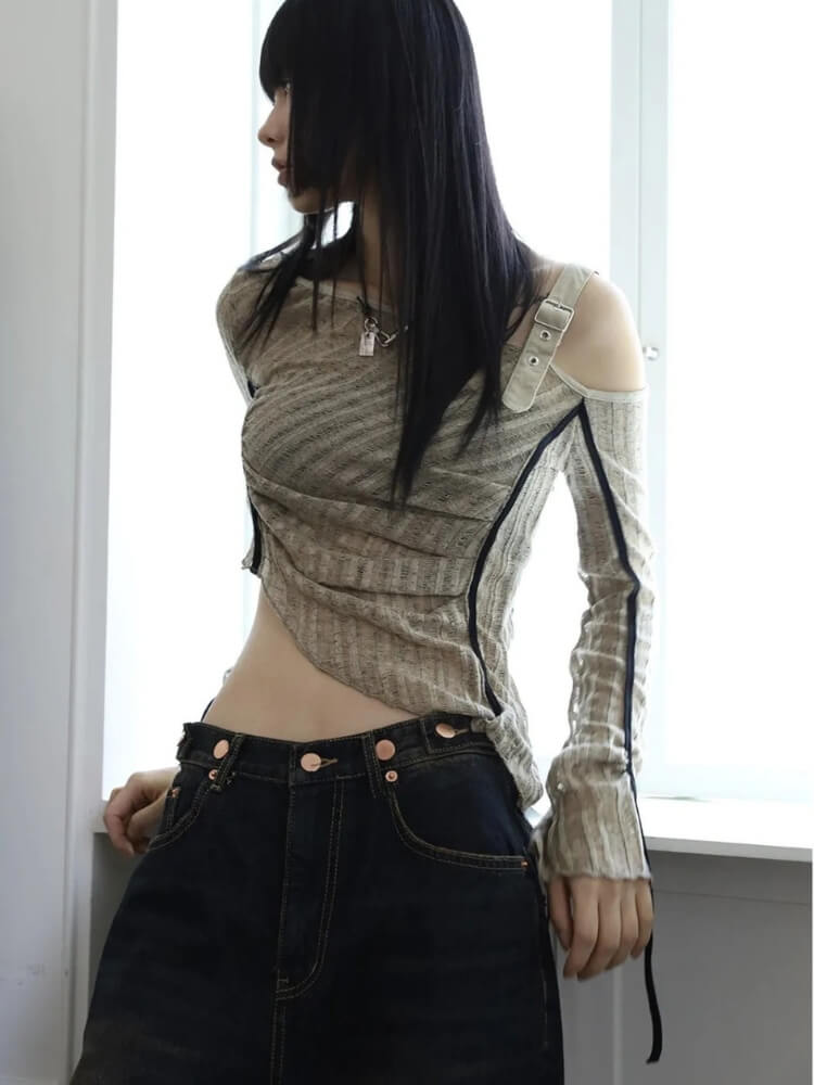 Y2K Grunge Asymmetrical Top