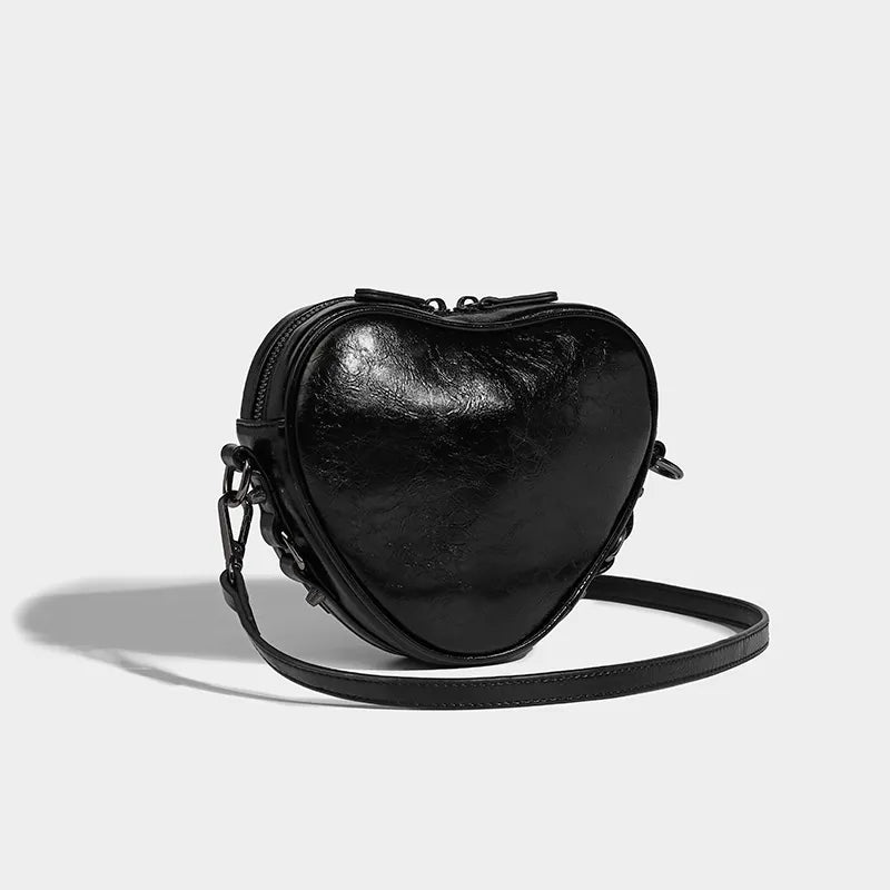 Heart shaped purse black hot sale